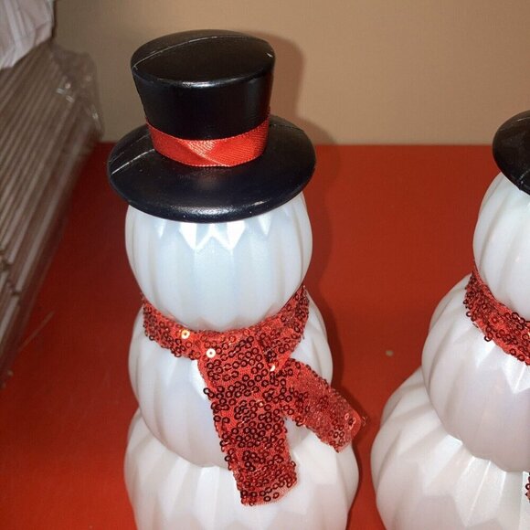 Snowman Set Of 3pcs Plastic Material with Attached Hat. New - Picture 5 of 5